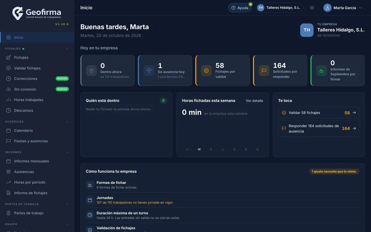 Portal de gestión de Geofirma